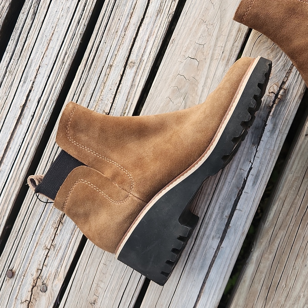 Dolce Vita Huey H20 Boot Ankle Lug Sole Size 10 Brown Suede Bootie Fall Slip On - Picture 6 of 12